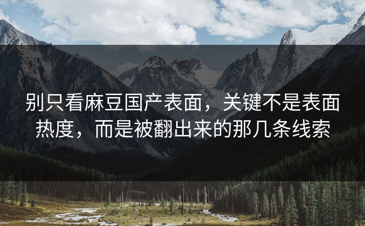 别只看麻豆国产表面，关键不是表面热度，而是被翻出来的那几条线索