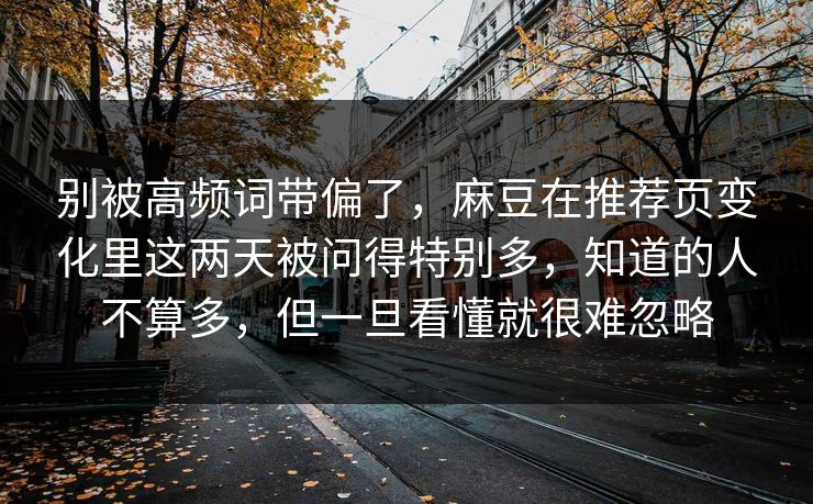 别被高频词带偏了，麻豆在推荐页变化里这两天被问得特别多，知道的人不算多，但一旦看懂就很难忽略