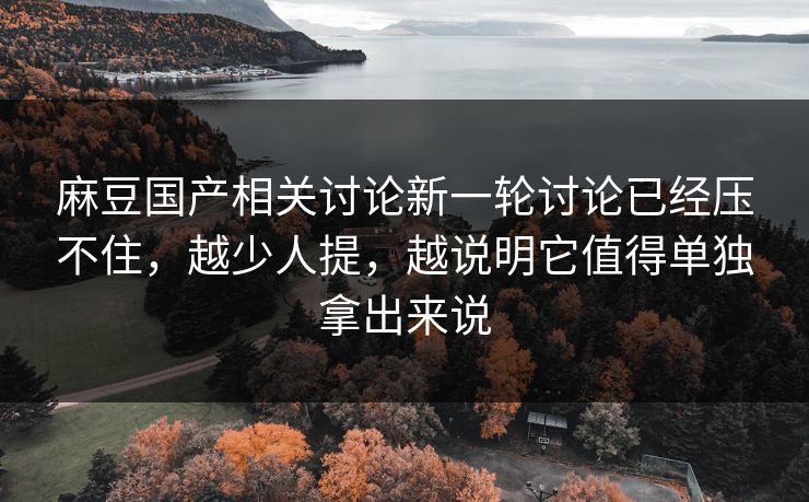 麻豆国产相关讨论新一轮讨论已经压不住，越少人提，越说明它值得单独拿出来说