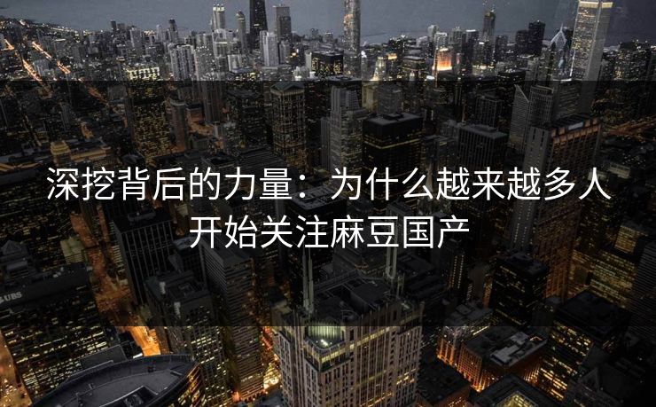 深挖背后的力量：为什么越来越多人开始关注麻豆国产