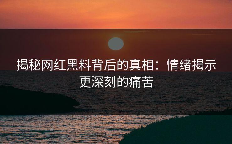 揭秘网红黑料背后的真相：情绪揭示更深刻的痛苦