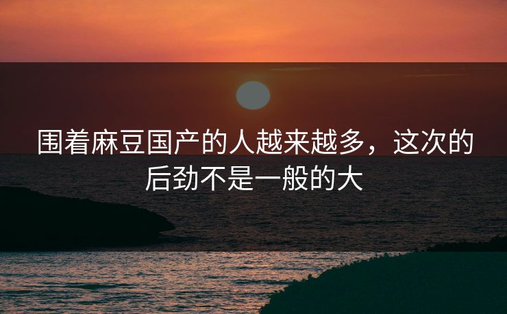 围着麻豆国产的人越来越多，这次的后劲不是一般的大
