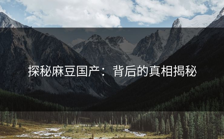 探秘麻豆国产：背后的真相揭秘
