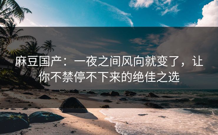 麻豆国产：一夜之间风向就变了，让你不禁停不下来的绝佳之选