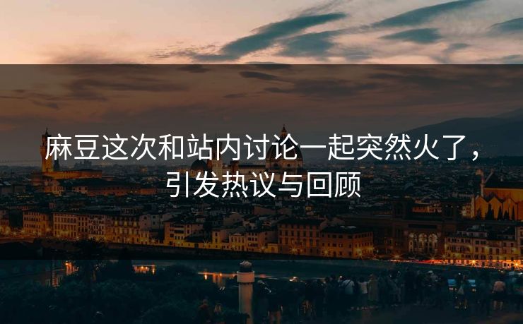 麻豆这次和站内讨论一起突然火了，引发热议与回顾