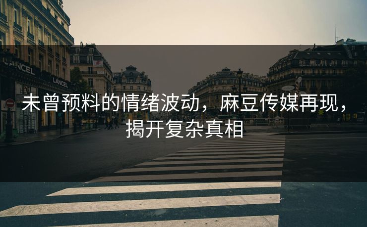 未曾预料的情绪波动，麻豆传媒再现，揭开复杂真相