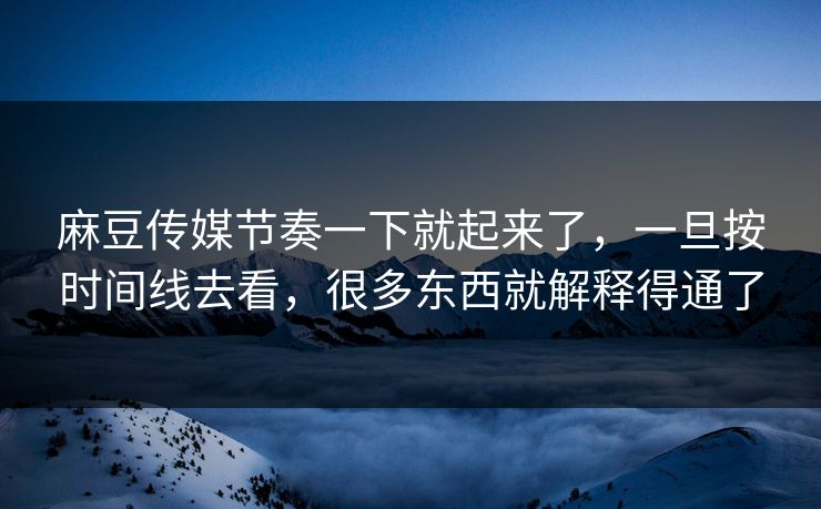 麻豆传媒节奏一下就起来了，一旦按时间线去看，很多东西就解释得通了