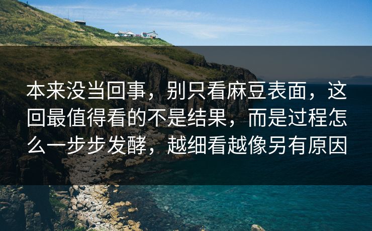 本来没当回事，别只看麻豆表面，这回最值得看的不是结果，而是过程怎么一步步发酵，越细看越像另有原因