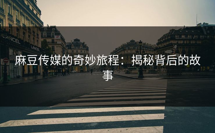 麻豆传媒的奇妙旅程：揭秘背后的故事