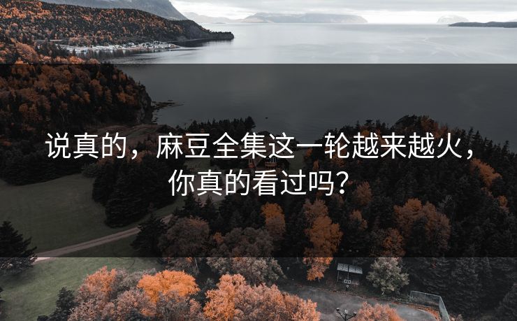 说真的，麻豆全集这一轮越来越火，你真的看过吗？