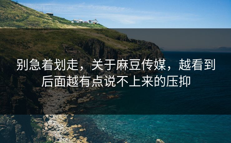别急着划走,关于麻豆传媒,越看到后面越有点说不上来的压抑 别急着划走,关于麻豆传媒,越看到后面越有点说不上来的压抑